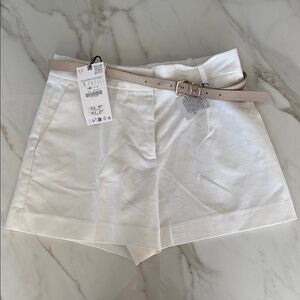 Zara Women's White Shorts with Belt